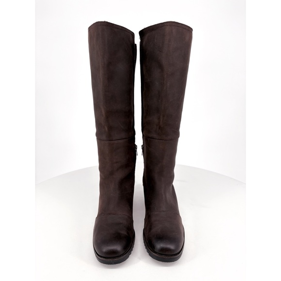 SOREL | Cate Tall Leather Block Heel Boots in Blackened Brown | 8.5 - Picture 4 of 14